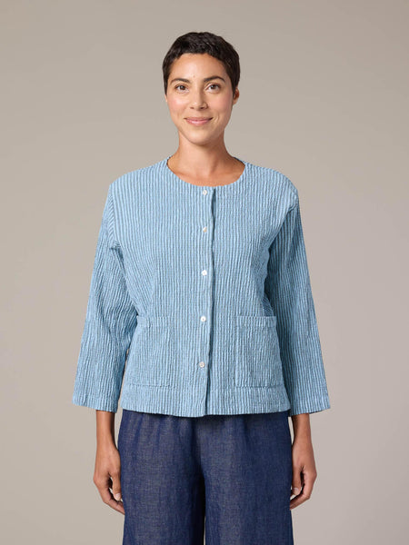 3/4 Sleeve Crop Jacket in Bellflower
