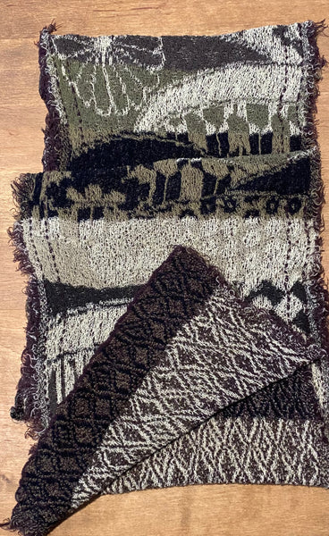 Japanese Pure Cotton Scarf in Grey Multi