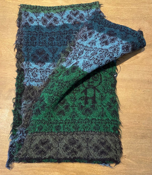 Japanese Pure Merino Wool Scarf in Greens