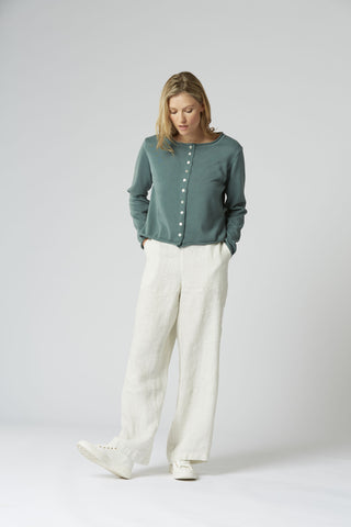 Short Knitted Cardigan in Eucalyptus