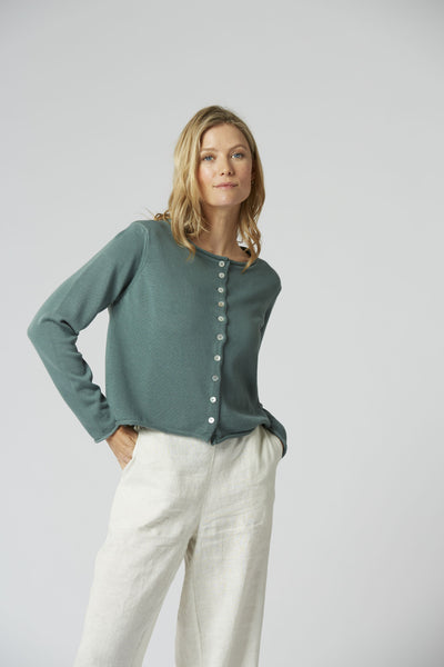 Short Knitted Cardigan in Eucalyptus