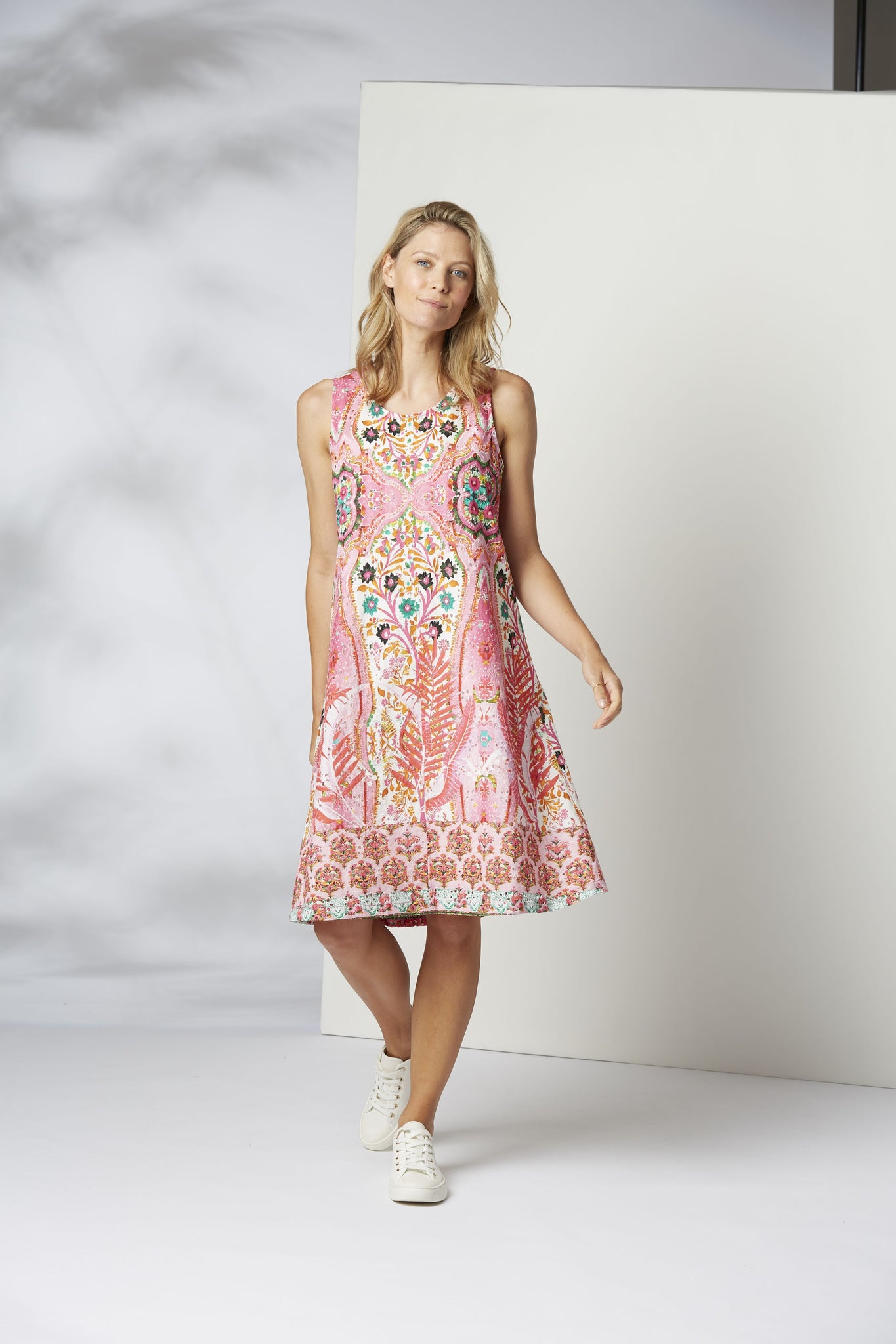 Printed Sleeveless Dress in Pink
