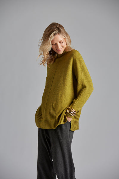 Jumper with Stand Up Collar in Denim