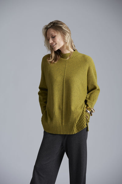 Jumper with Stand Up Collar in Denim