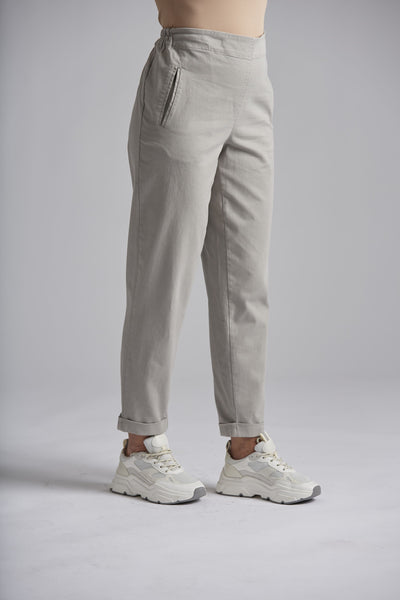 Trousers with Insert Side Pockets in Ash Grey