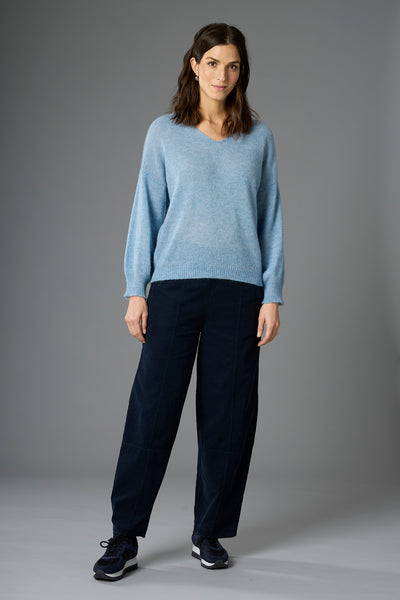 Tulip Shaped Needlecord Trousers Navy