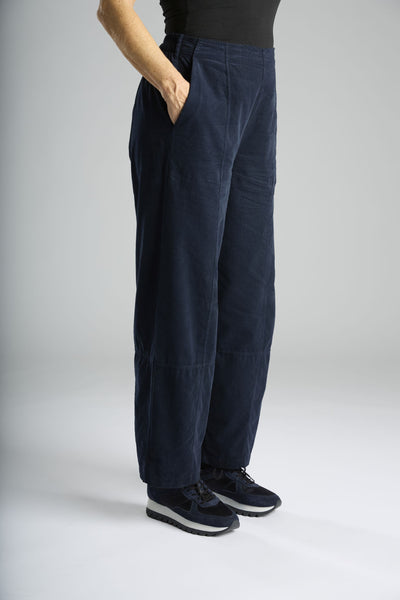 Tulip Shaped Needlecord Trousers Navy
