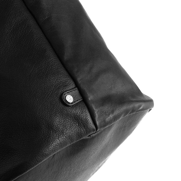Shopper Style Leather Bag in Black and Brandy