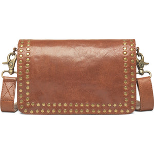 Cross Body Leather Bag in Vintage Cognac and Black