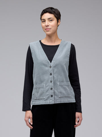 V Neck Vest - Lux Cord in Seal