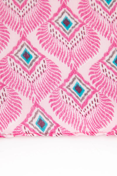 Retro Fan Print with Zig Zag Border in 3 Colourways