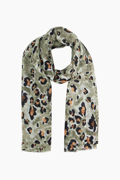 Raya Lightweight Scarf in Neutral Leopard and Khaki Leopard