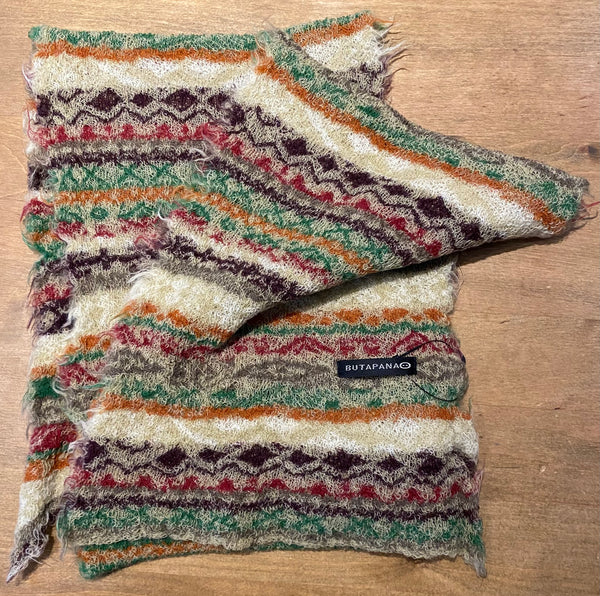 Japanese Pure Merino Wool Scarf in Beige Multi