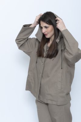 Gabardine Trench Jacket in Fango