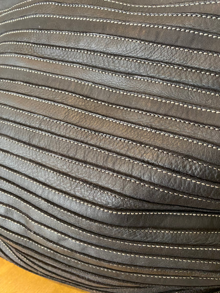 Leather Stitched Bag in Black