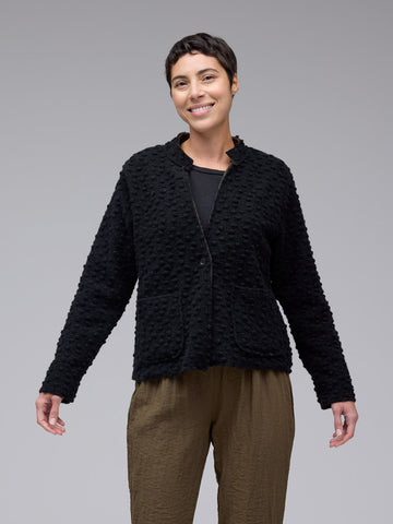 Crop A Line Jacket Boiled Wool Black Pebble