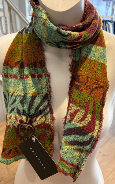 Japanese Pure Cotton Scarf in Green Multi