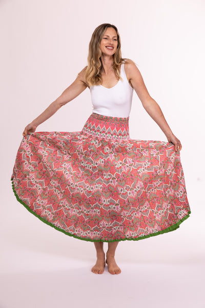 50 Panel Skirt Hand Block Printed Cotton in Various Colours