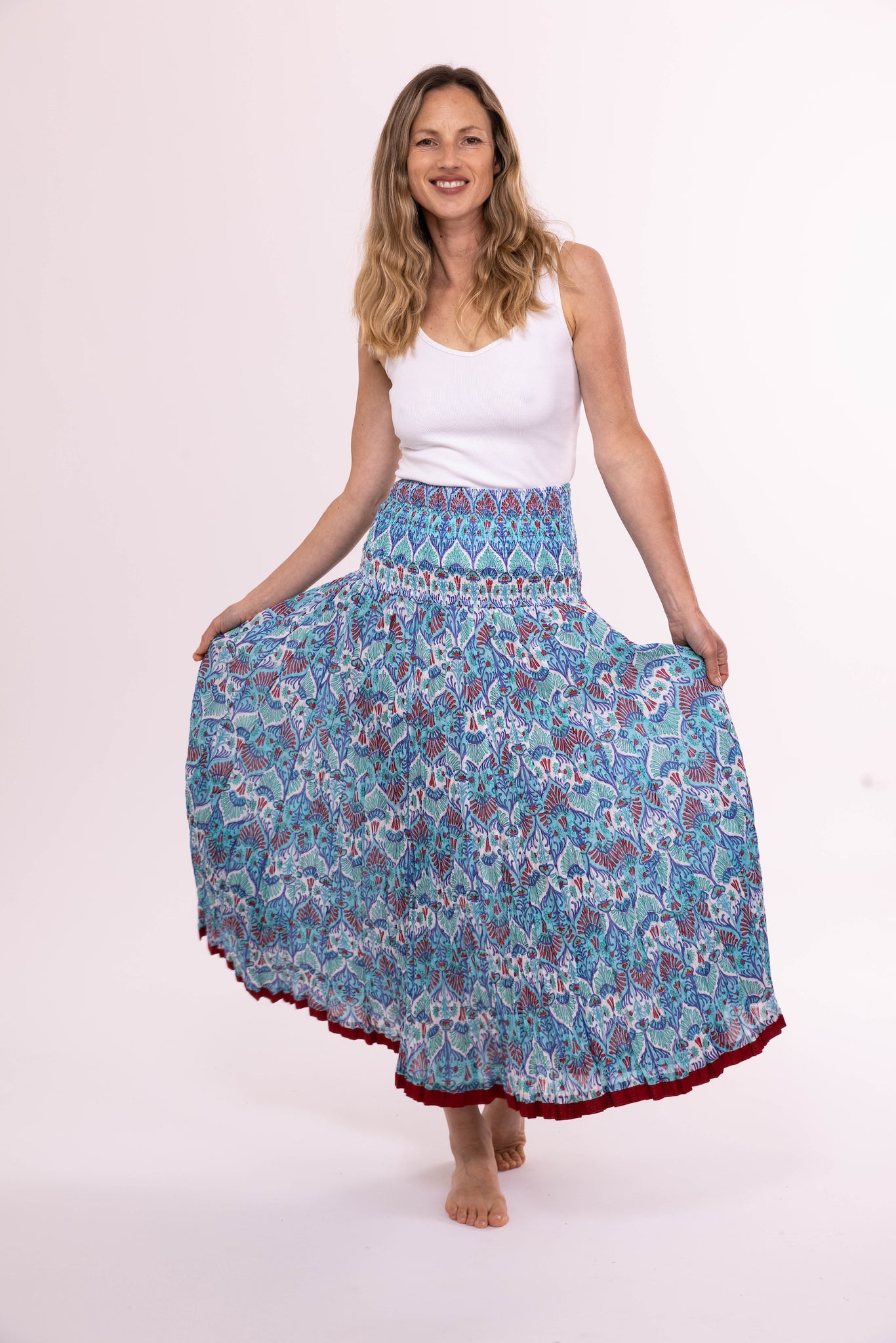 50 Panel Skirt Hand Block Printed Cotton in Various Colours