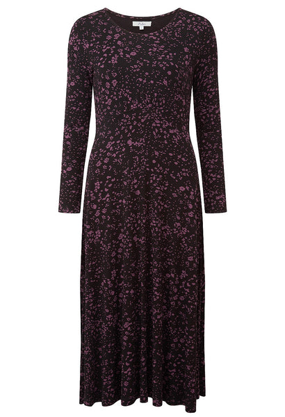Talia Dress in Anika Print Black/Plum