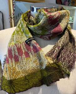 Japanese Pure Cotton Scarf in Green Multi