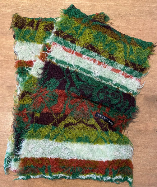 Japanese Pure Merino Wool Scarf in Green Multi