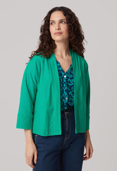 Sula Jacket Solid Slub in Navy and Peacock