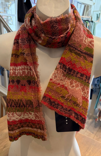 Japanese Pure Wool Scarf in Rose Multi