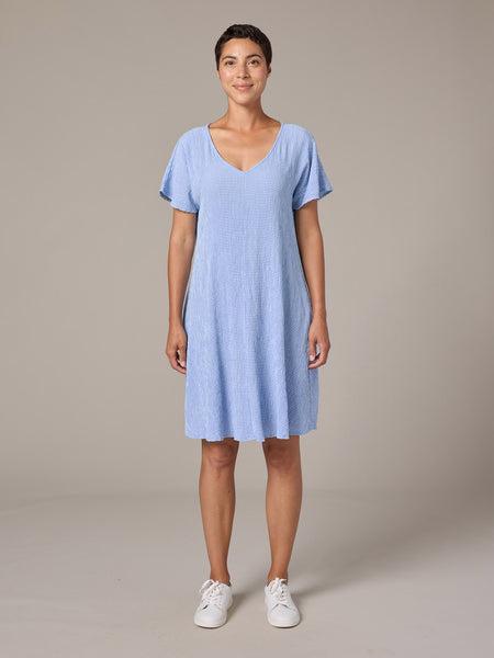 V Neck Swing Dress in Forget-me-not
