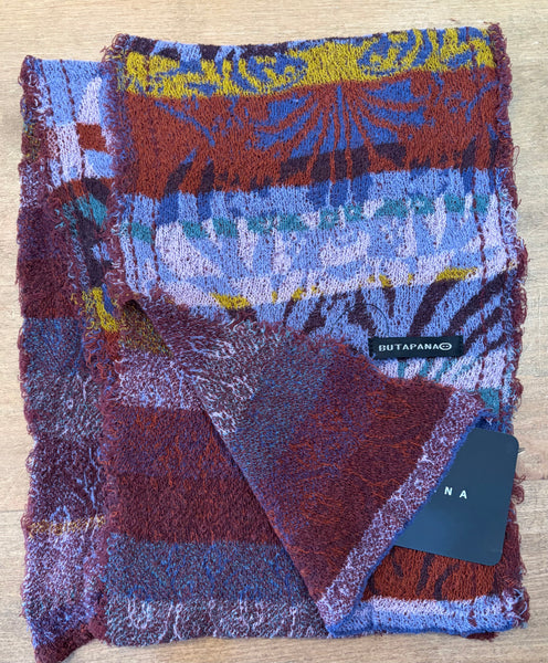 Japanese Pure Cotton Scarf in Navy Multi