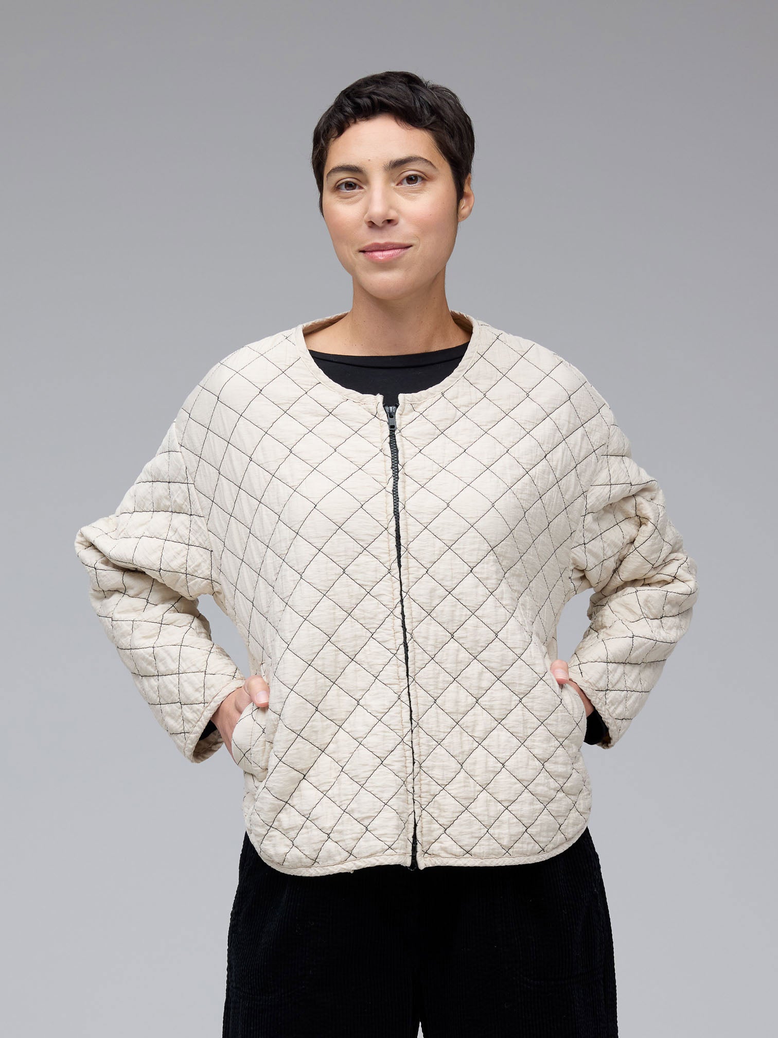 Bomber Jacket Quilted Parachute in Moonbeam