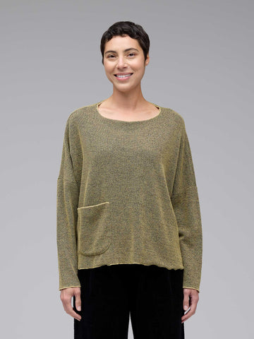 One Size Pocket Pullover in Marled Mustard Seed and Roulette