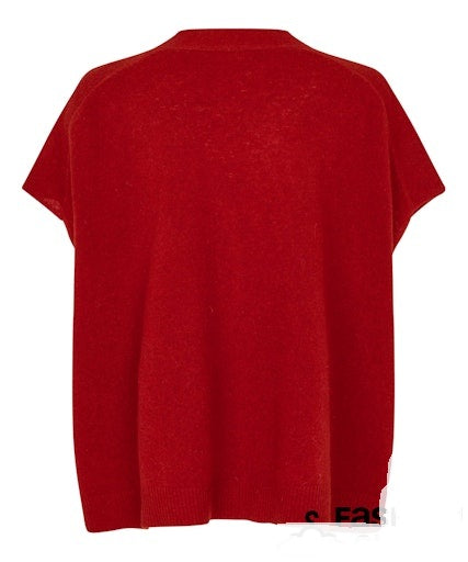 MaLucanne Oversized Gilet in Red Dahlia