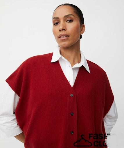 MaLucanne Oversized Gilet in Red Dahlia