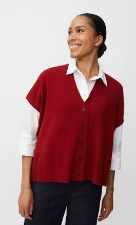 MaLucanne Oversized Gilet in Red Dahlia