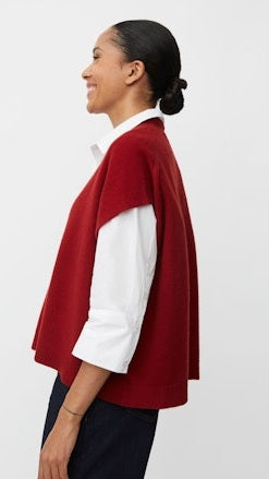 MaLucanne Oversized Gilet in Red Dahlia