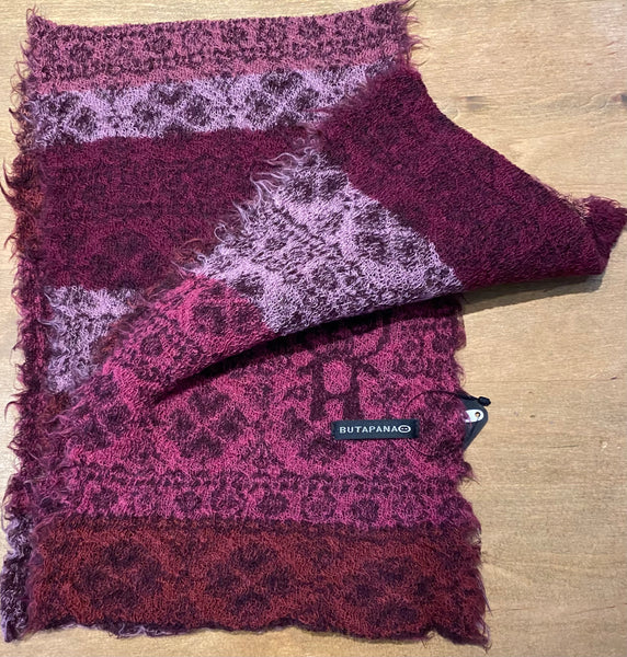 Japanese Pure Merino Wool Scarf in Wine