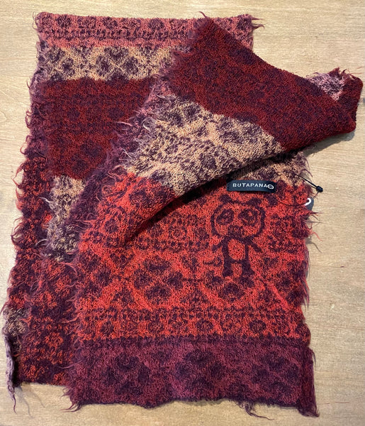 Japanese Pure Merino Wool Scarf in Orange Multi