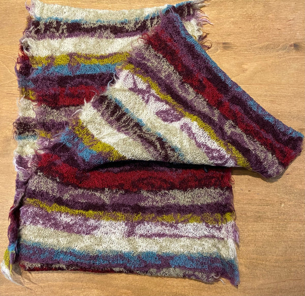 Japanese Pure Merino Wool Scarf in Purple Multi