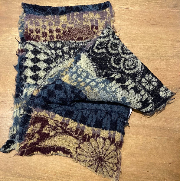 Japanese Pure Merino Wool Scarf in Blue/Grey