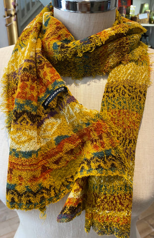 Japanese Pure Cotton Scarf in Yellow Multi
