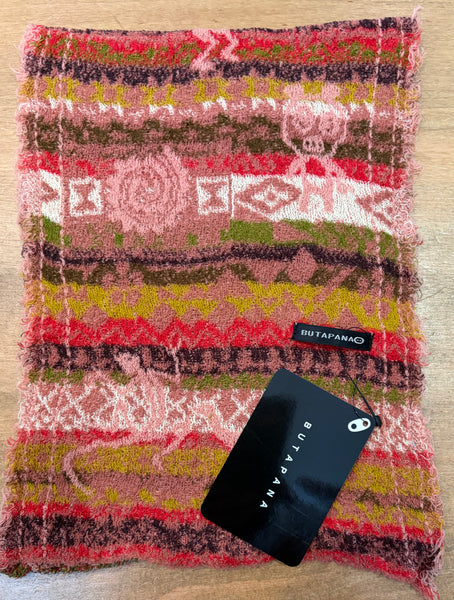 Japanese Pure Wool Scarf in Rose Multi
