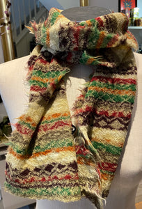 Japanese Pure Merino Wool Scarf in Beige Multi