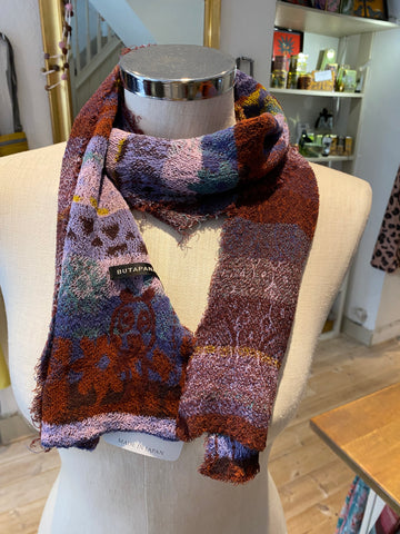 Japanese Pure Cotton Scarf in Navy Multi