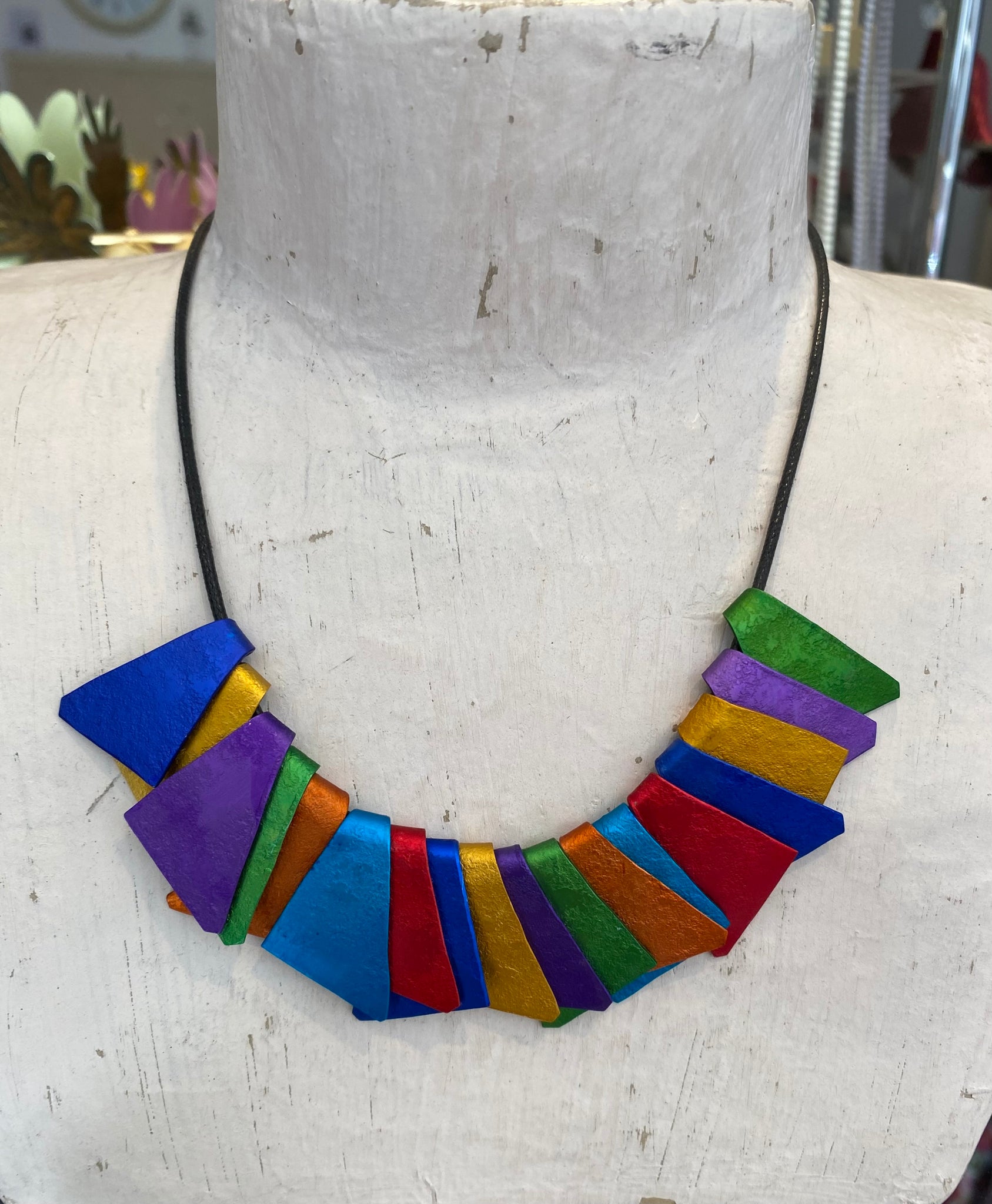 Mini Geometric Shapes Necklace - Multi Colour
