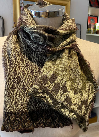 Japanese Pure Cotton Scarf in Grey Multi