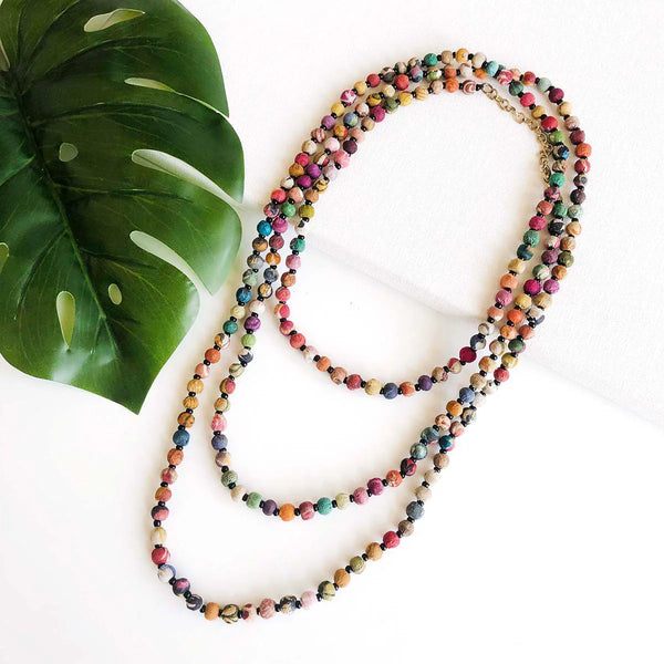 Kantha Bead Long Necklace