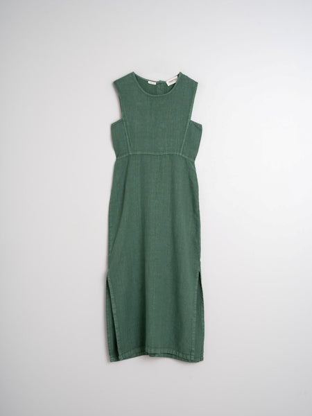 Linen Sleeveless Dress in Emerald