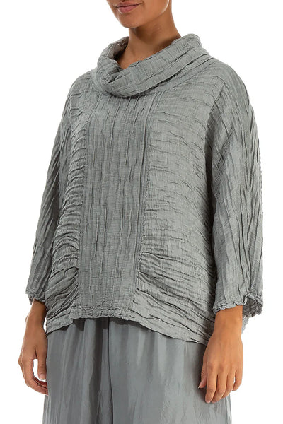 Crinkle Linen Silk Top in Blue Nova - see colour swatch