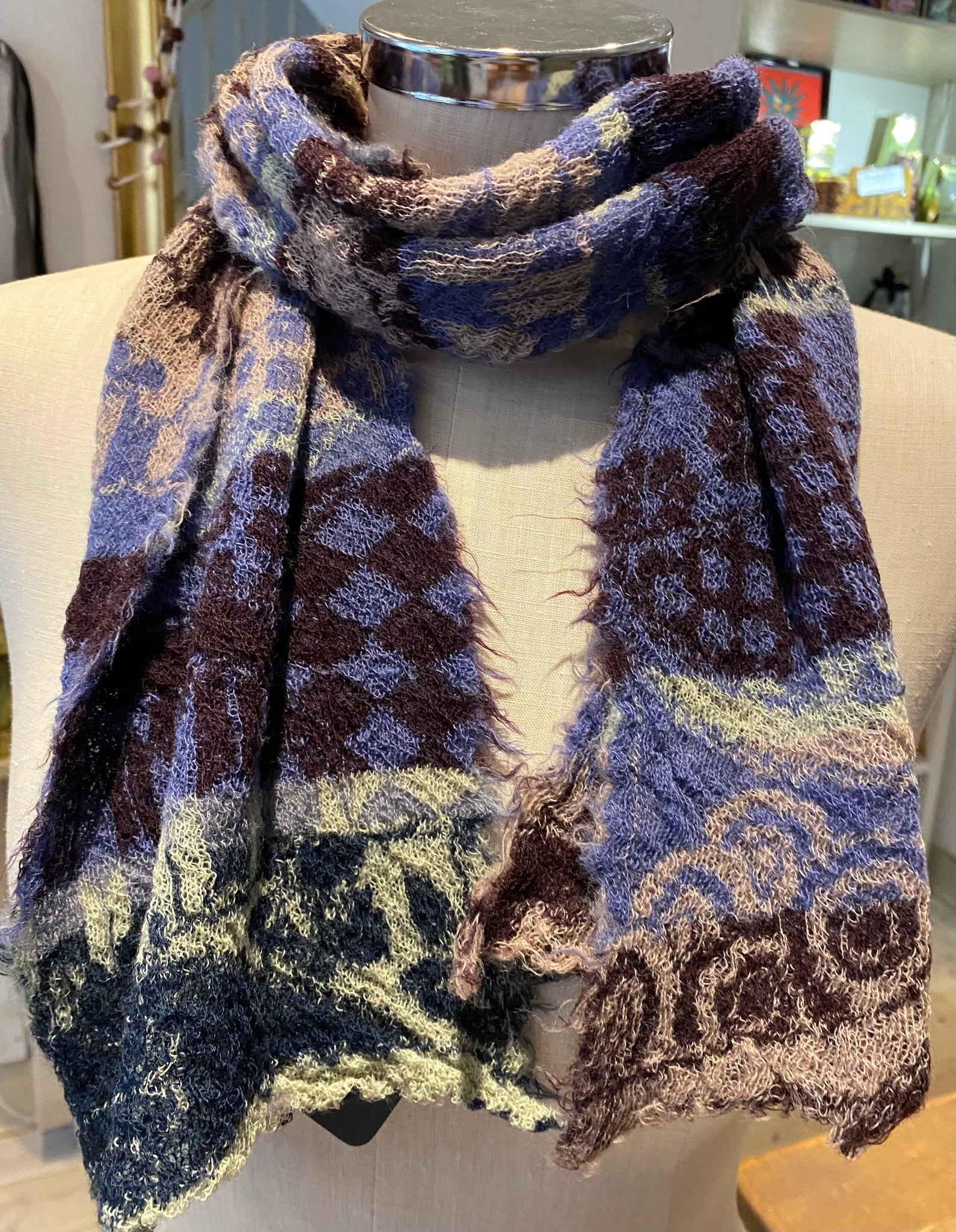 Japanese Pure Merino Wool Scarf in Navy